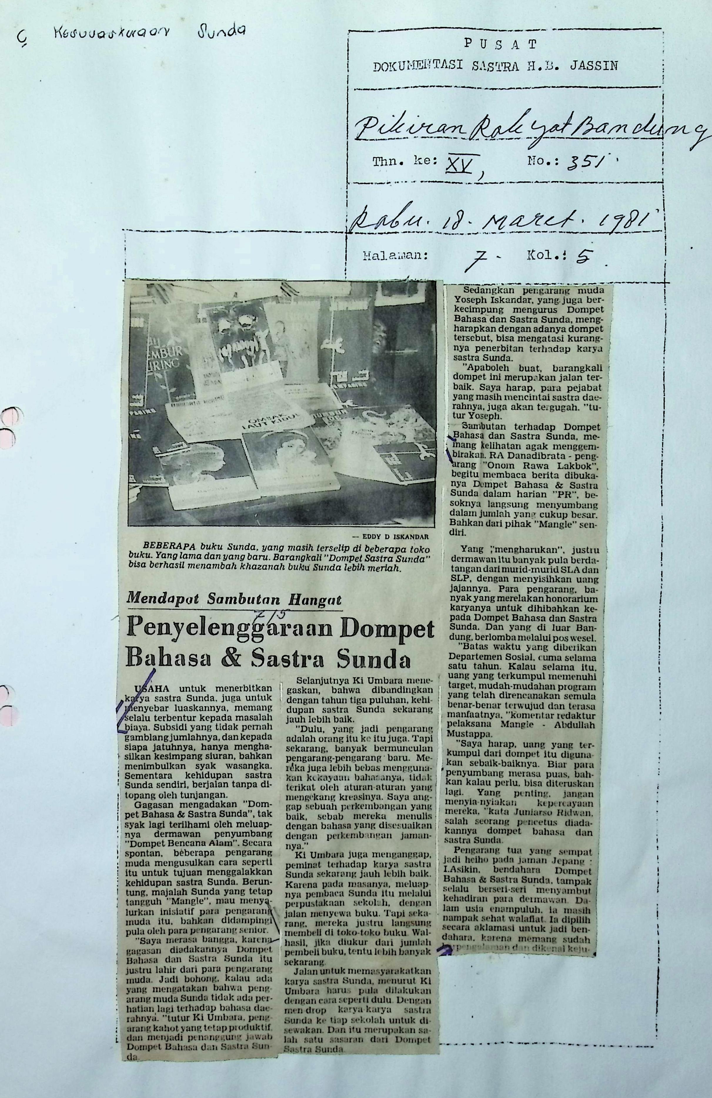 Mendapat sambutan hangat. Penyelenggaraan dompet bahasa dan sastra sunda