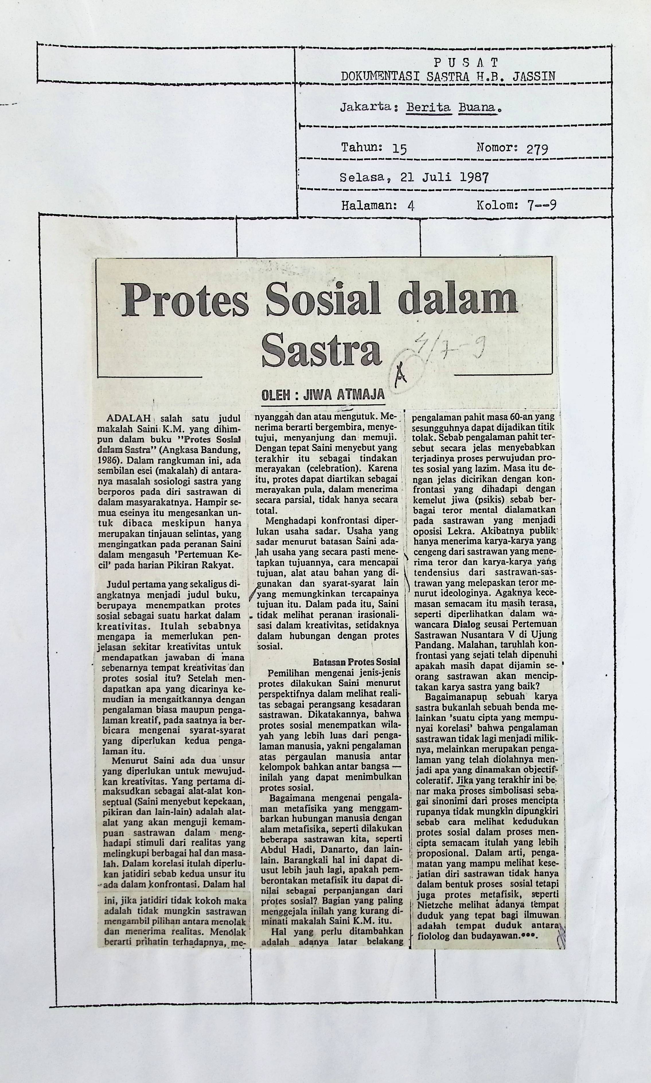 Protes sosial dalam sastra