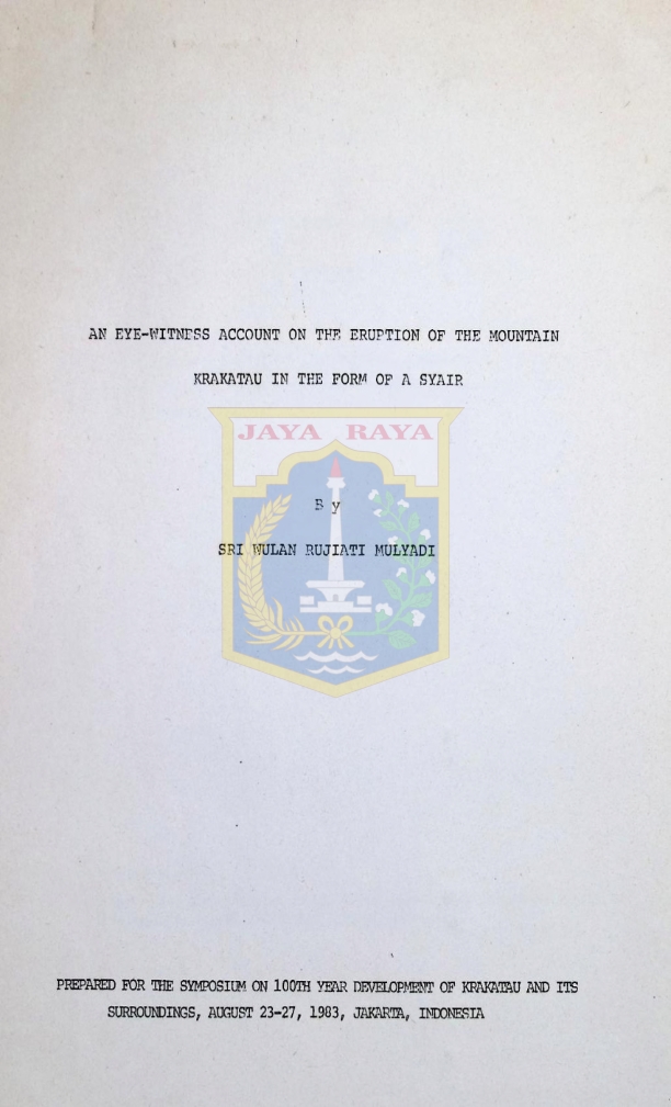 An eye-witness account on the eruption of the mountain krakatau in the form of a syair