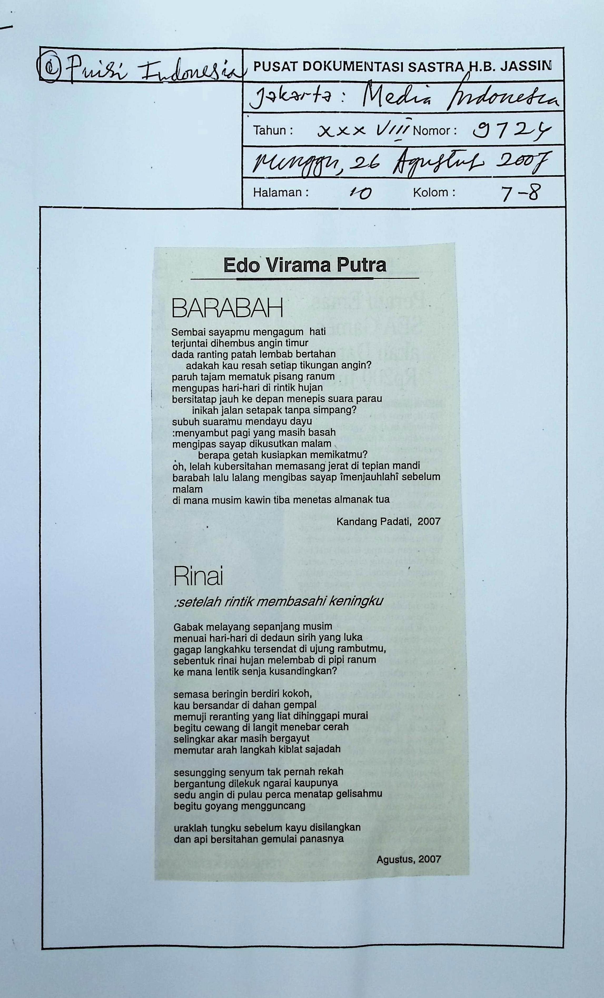 Puisi karya Edo Virama Putra