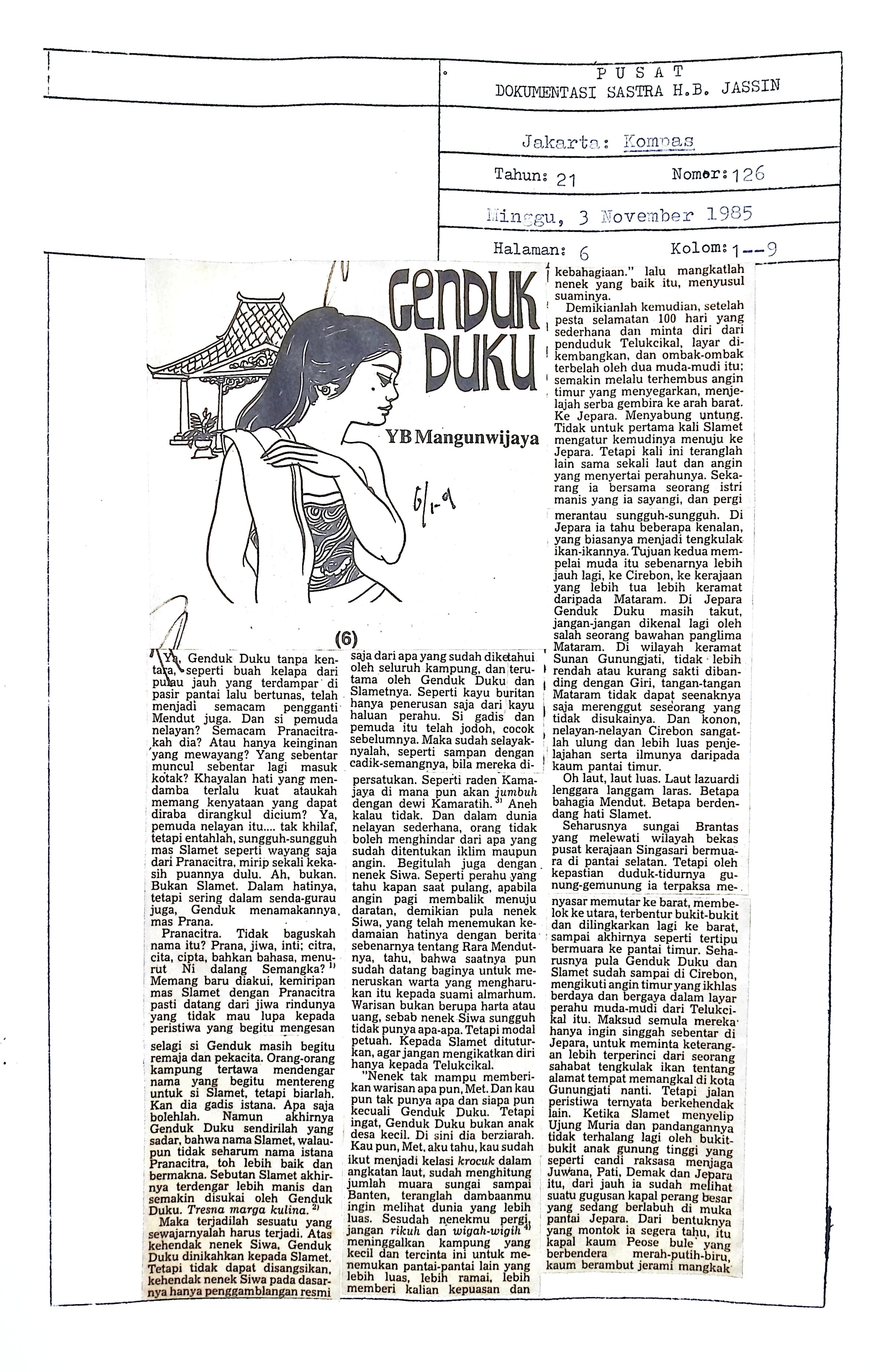 Cerbung genduk duku No. 6--7