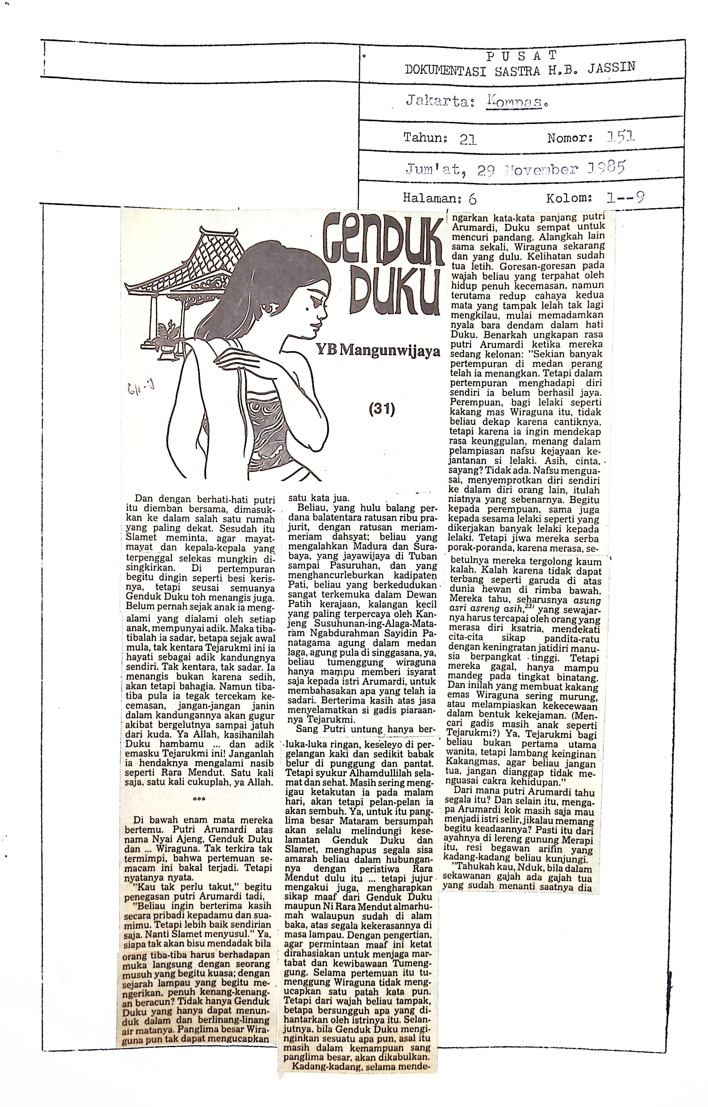 Cerbung genduk duku No. 31