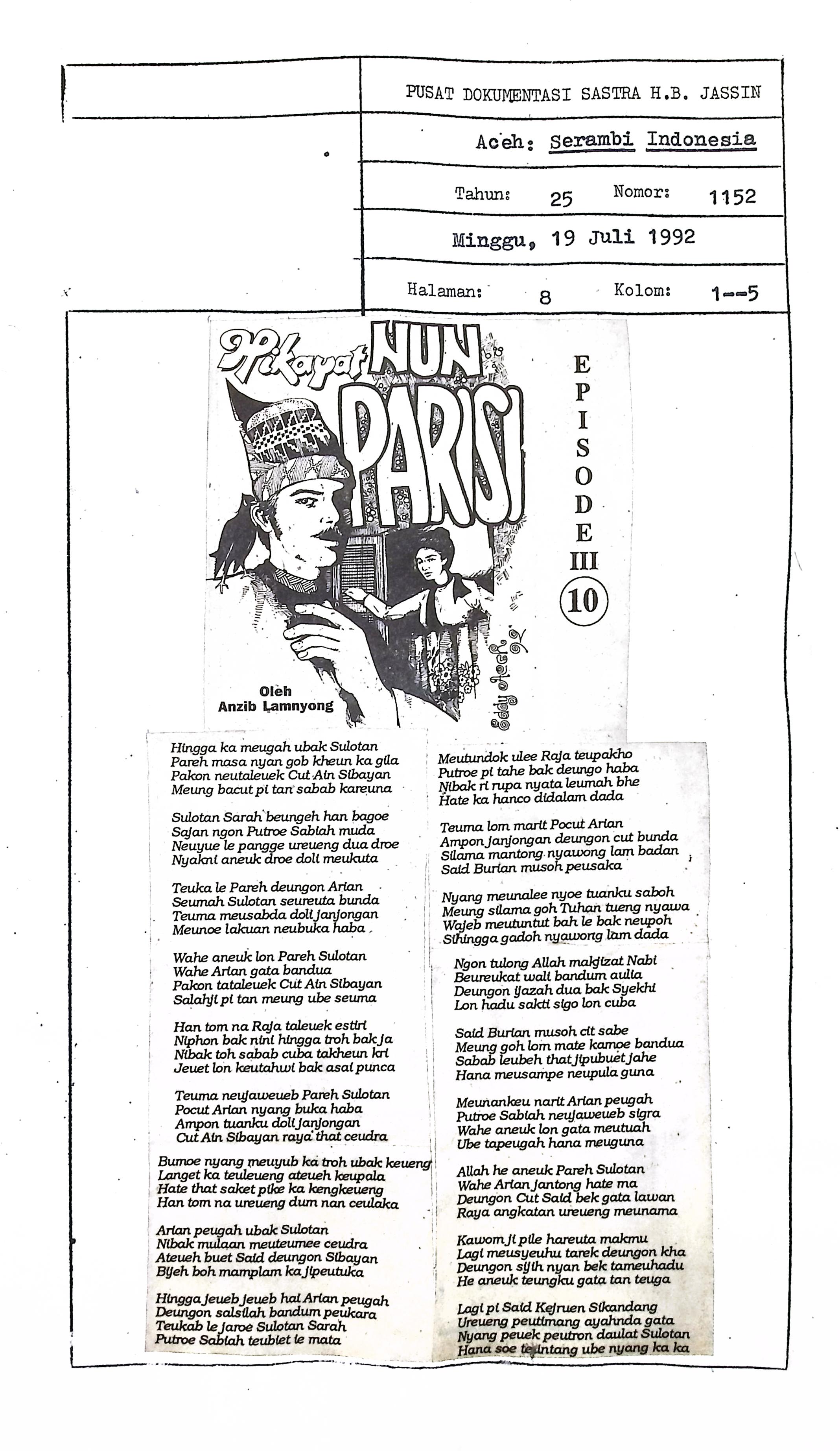 Cerbung hikayat Nun Parisi episode III No. 10