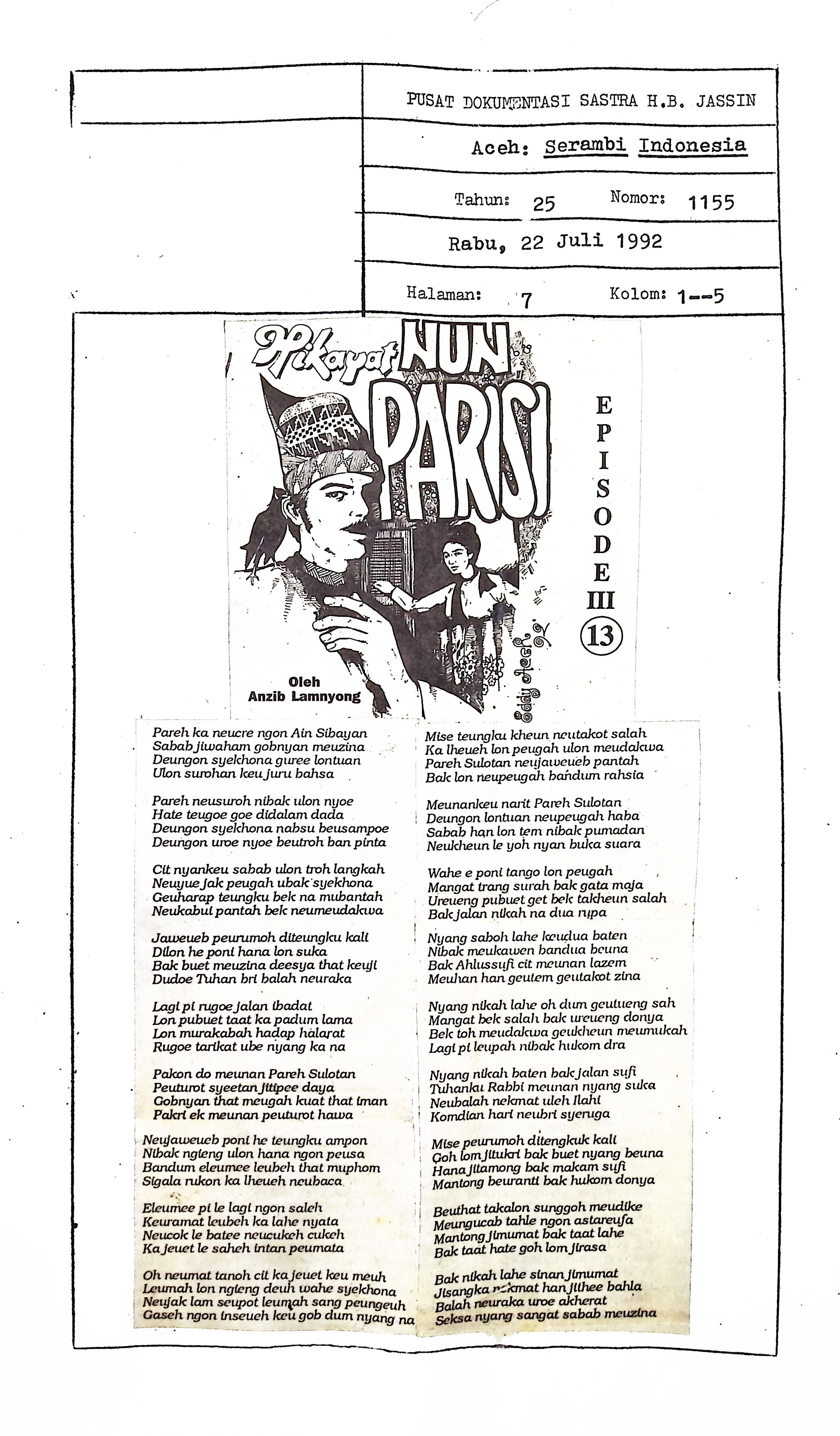 Cerbung hikayat Nun Parisi episode III No. 13