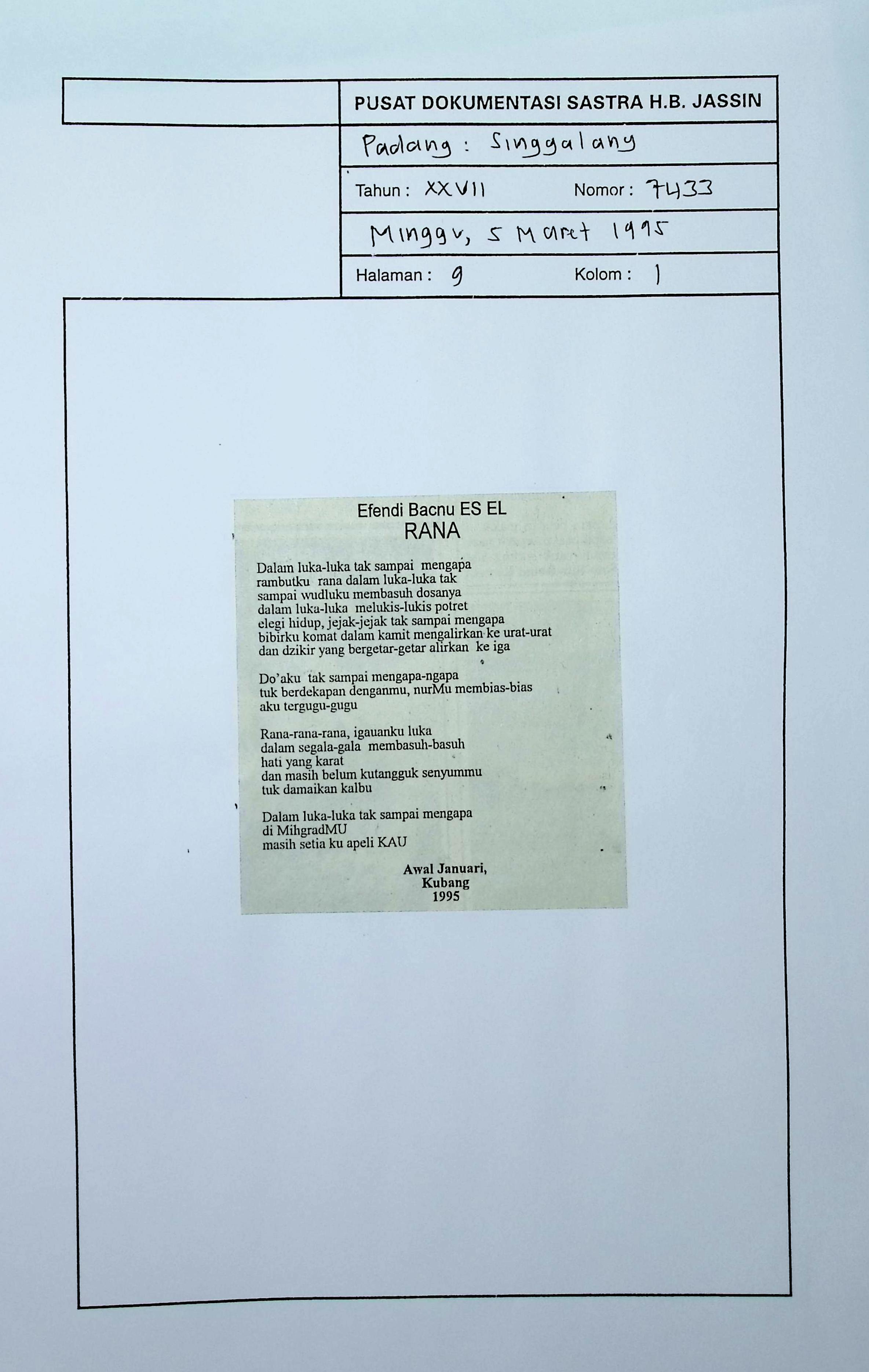 Efendi Bacnu Es El RANA