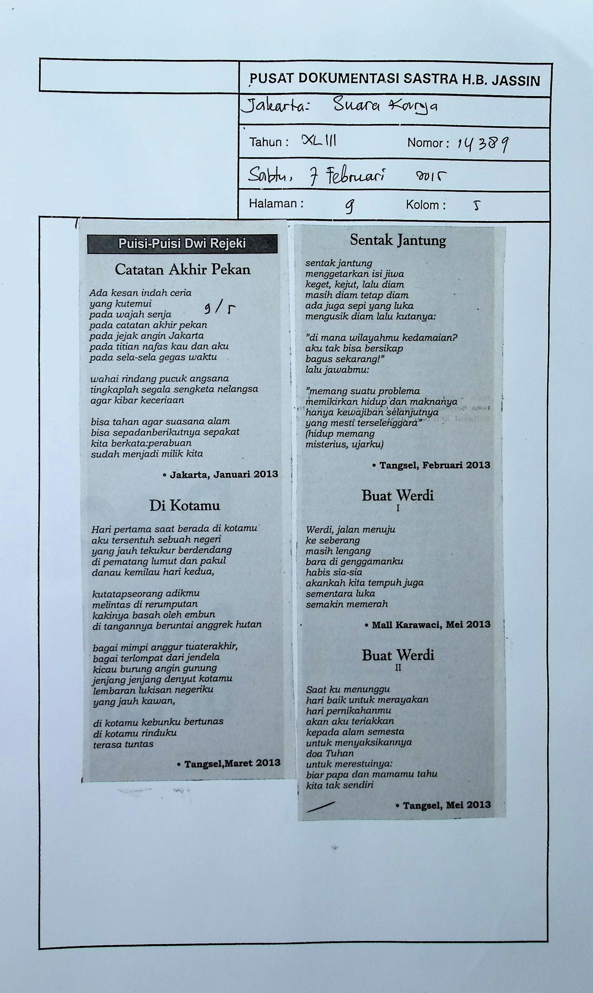 Puisi-puisi Dwi Rezeki