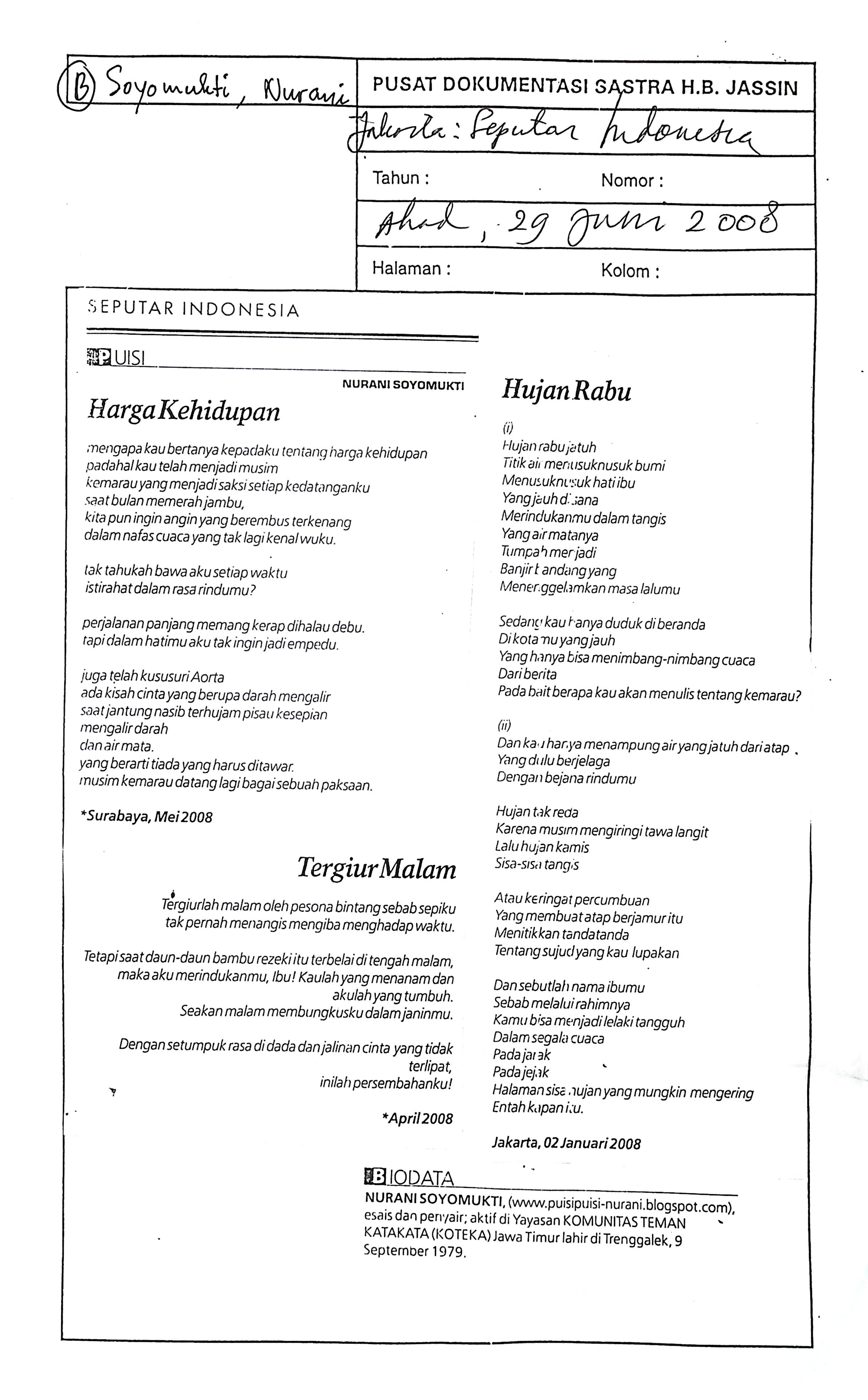 Puisi Nurani Soyomukti