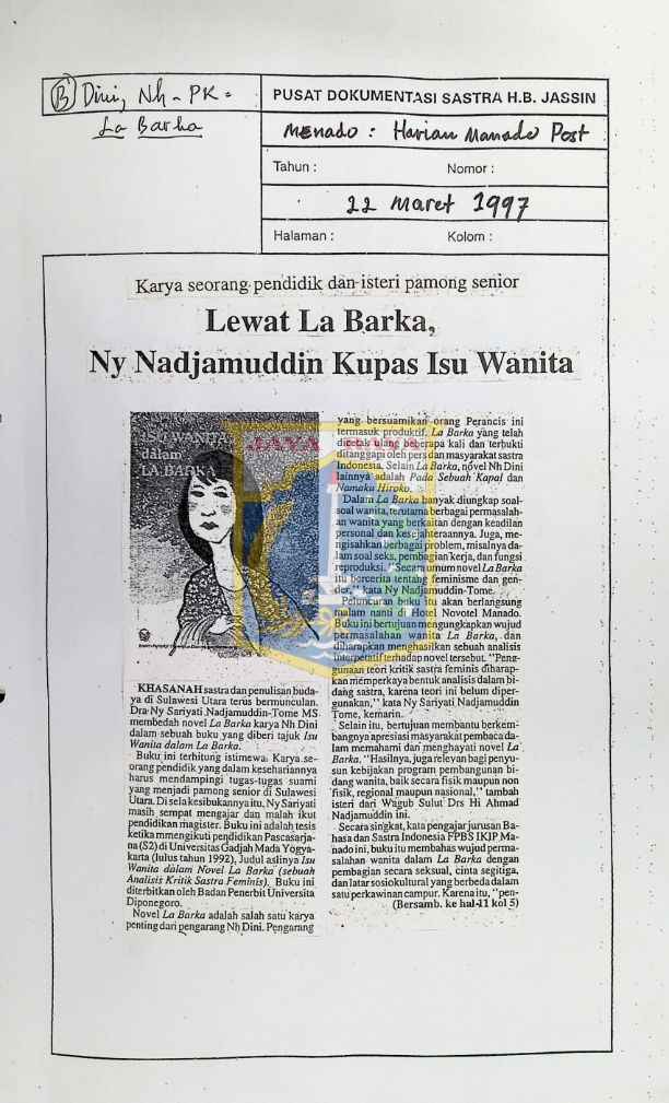 Karya seorang pendidik dan isteri pamong senior : Lewat la barka, Ny Nadjamuddin kupas isu wanita
