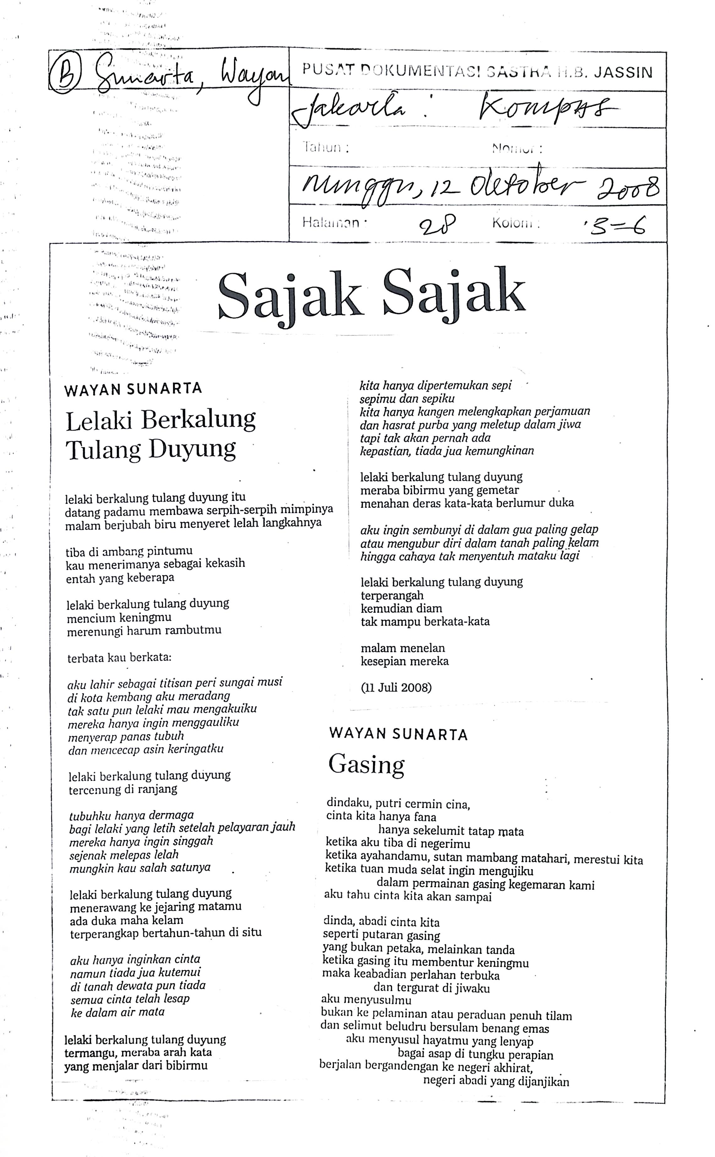 Sajak-sajak Wayan Sunarta