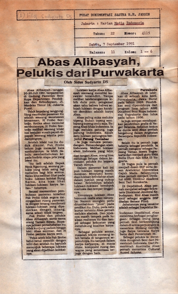 Abas Alibasyah, pelukis dari Purwakarta