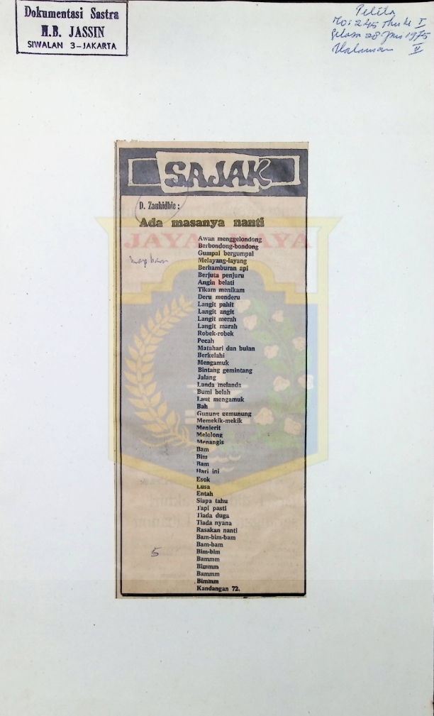 Sajak : ada masanya nanti
