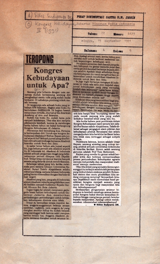 Kongres kebudayaan untuk apa?