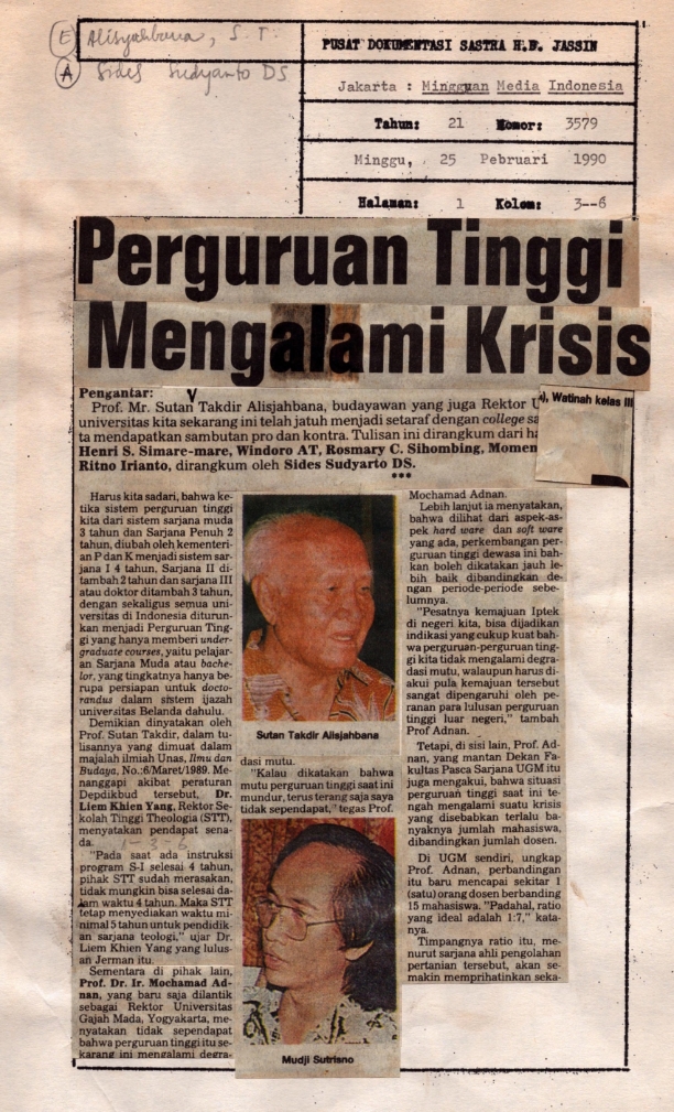 Perguruan tinggi mengalami krisis