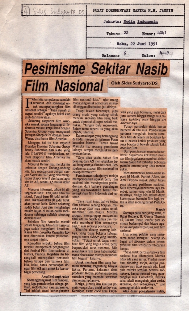 Pesimisme sekitar nasib film Nasional