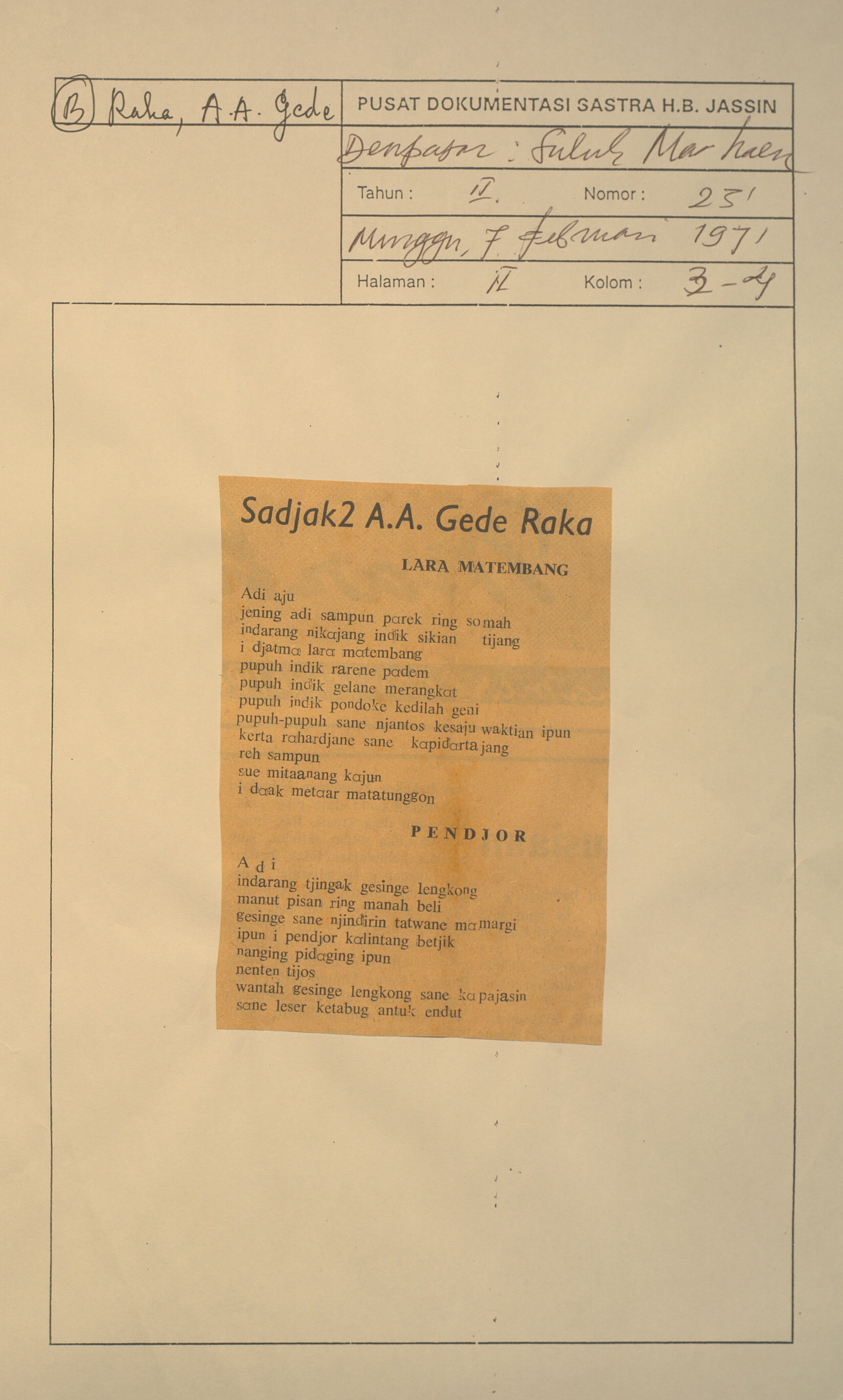 Sadjak-sadjak A.A. Gede