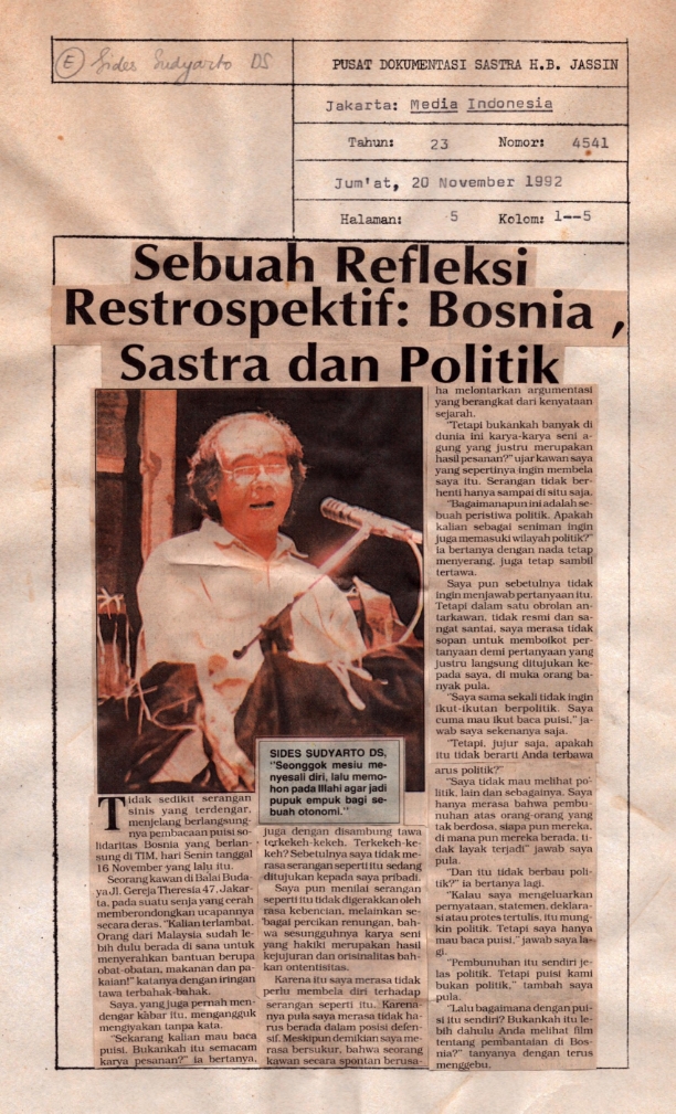 Sebuah refleksi restrospektif: bosnia, sastra dan politik