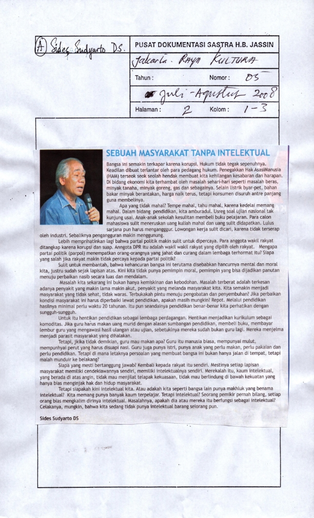 Sebuah masyarakat tanpa intelektual