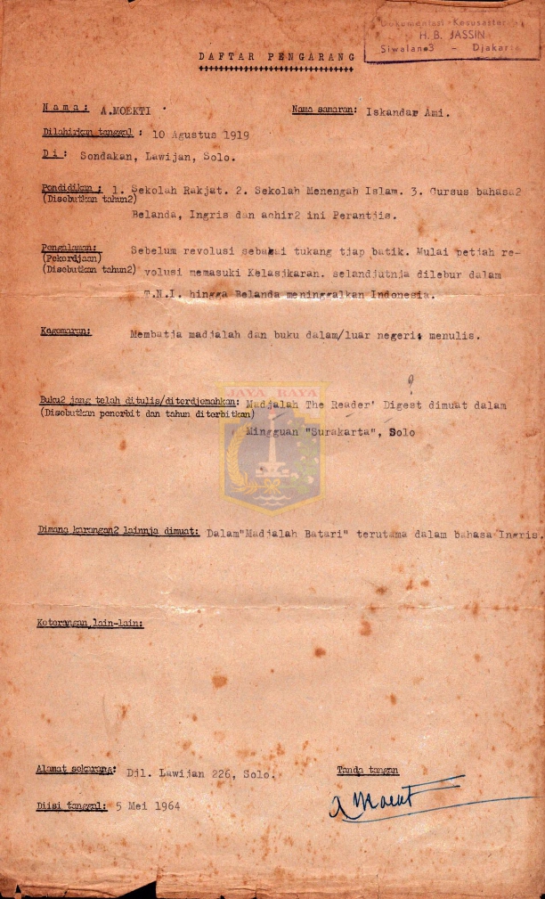 Biodata Sastrawan Moekti, A.