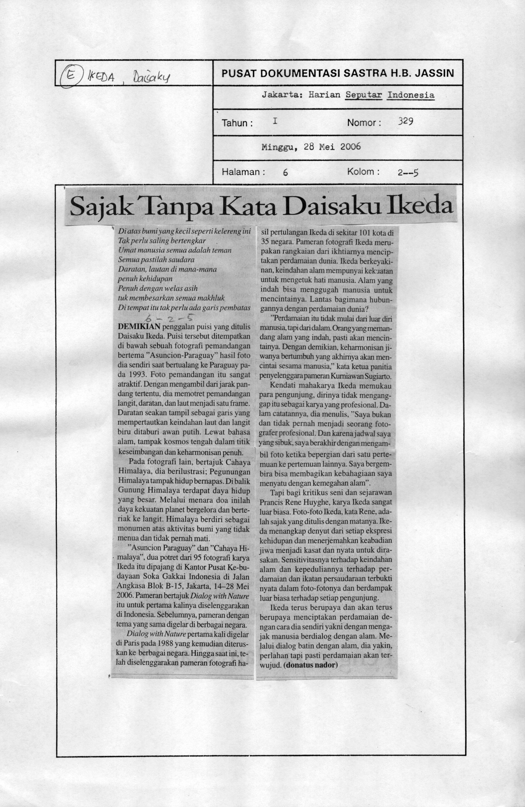 Sajak tanpa kata Daisaku Ikeda