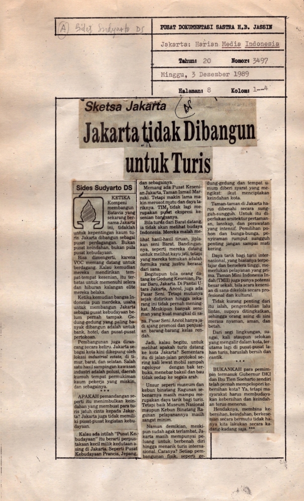 Jakarta tidak dibangun untuk turis
