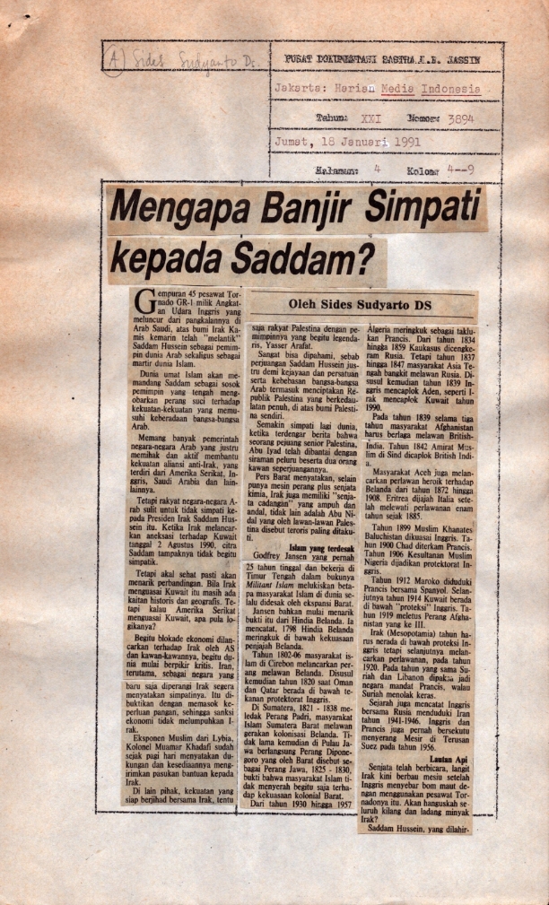 Mengapa banjir simpati kepada Saddam?