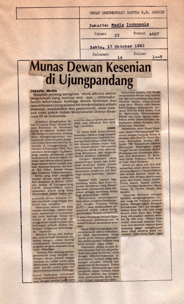 Munas dewan kesenian di ujungpandang