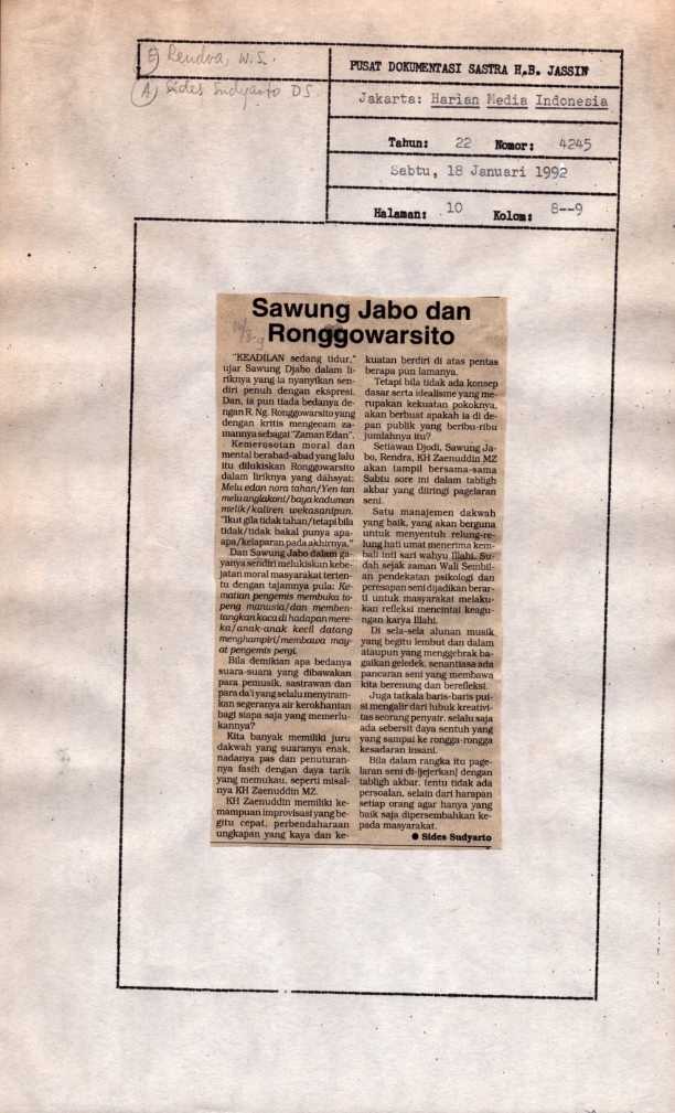 Sawung Jabo dan Ronggowarsito