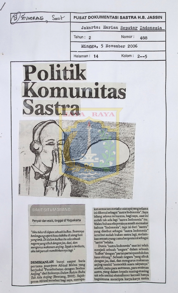 Politik komunitas sastra