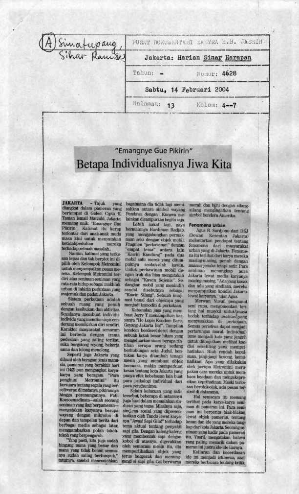 "Emangnye gue pikirin" betapa individualisnya jiwa kita