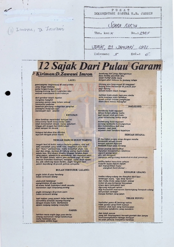 12 sajak dari Pulau Garam