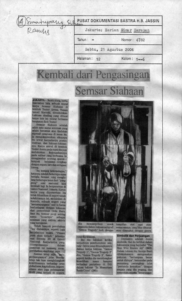 Kembali dari pengasingan Semsar Siahaan