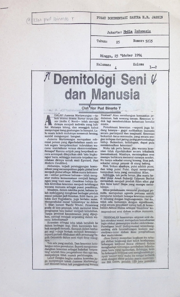 Demitologi seni dan manusia