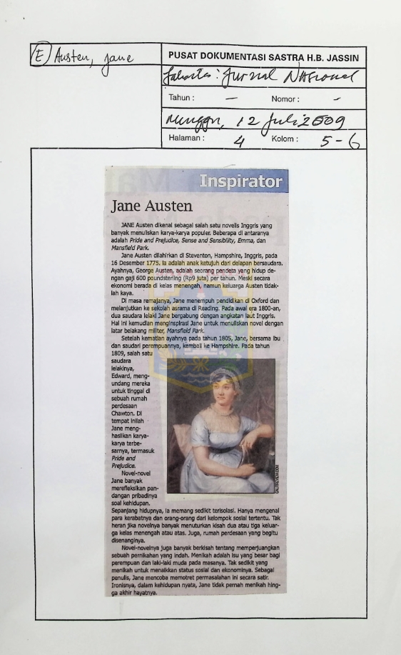 Inspirator: Jane Austen / Anitya Wahdini