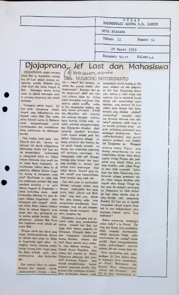 Djajaprana, Jef Last dan mahasiswa