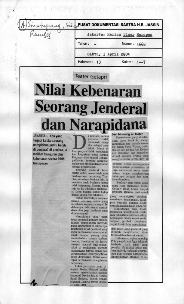 Nilai kebenaran seorang jenderal dan narapidana