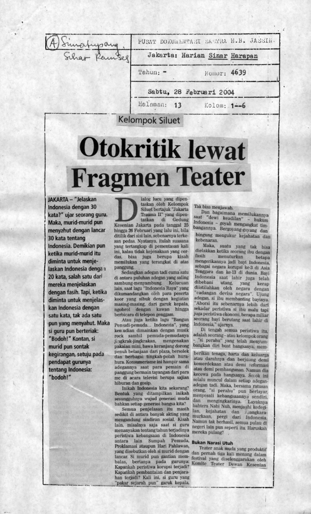 Otokritik lewat fragmen teater