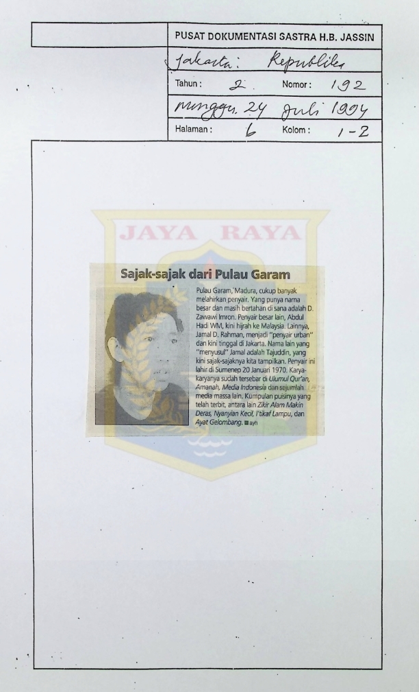 Sajak sajak dari pulau garam
