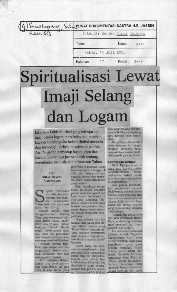 Spiritualisasi lewat imaji selang dan logam