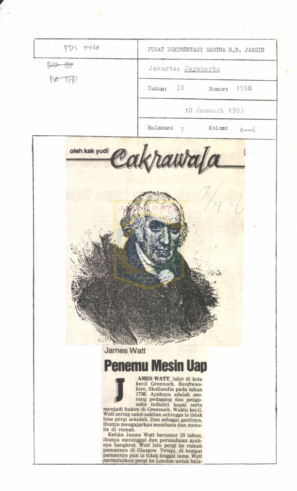 James Watt. Penemu mesin uap