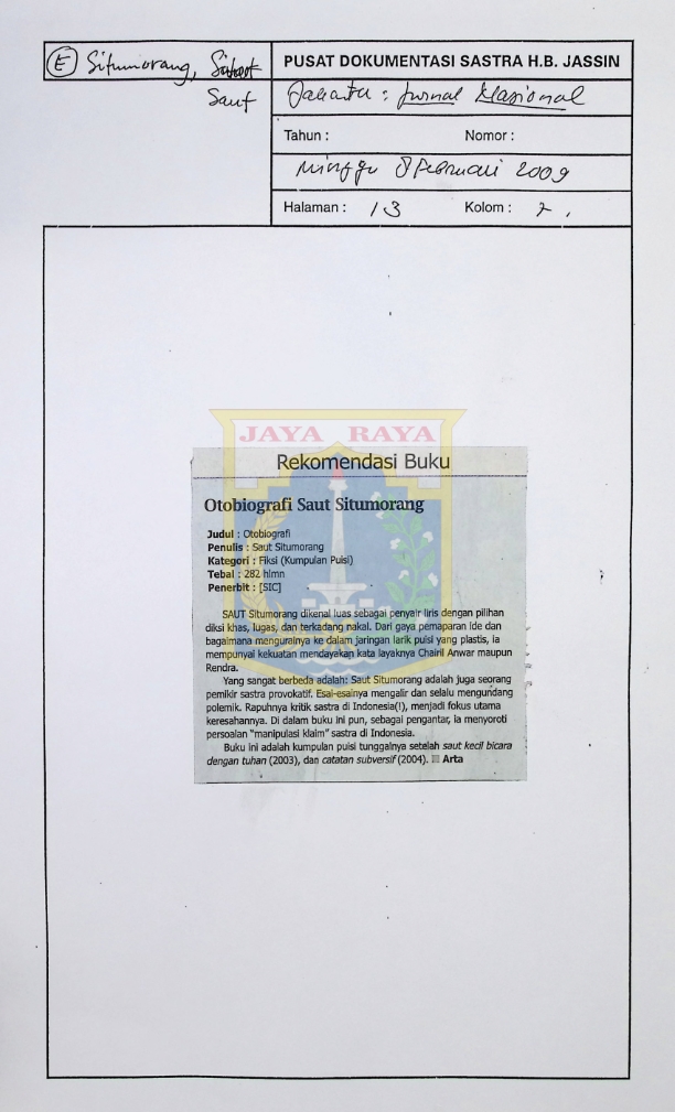 Otobiografi Saut Situmorang