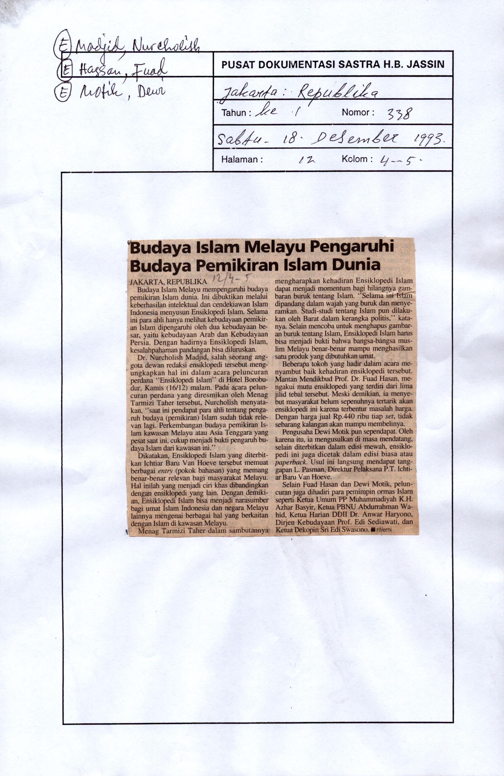 Budaya Islam Melayu pengaruhi budaya pemikiran Islam dunia