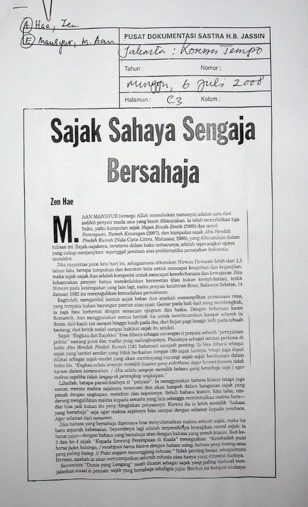 Sajak sahaya sengaja bersahaja (2)
