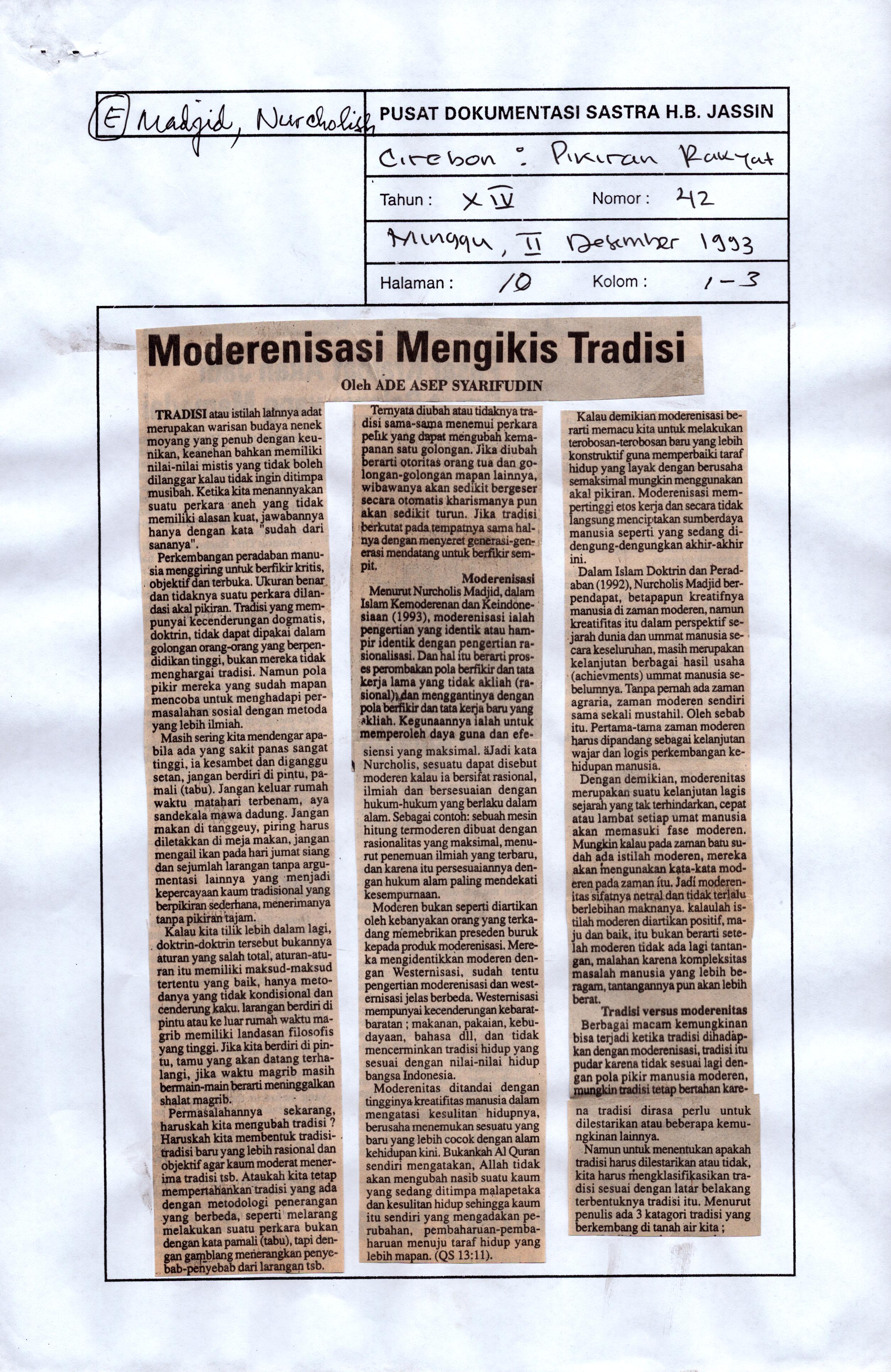 Moderenisasi mengikis tradisi