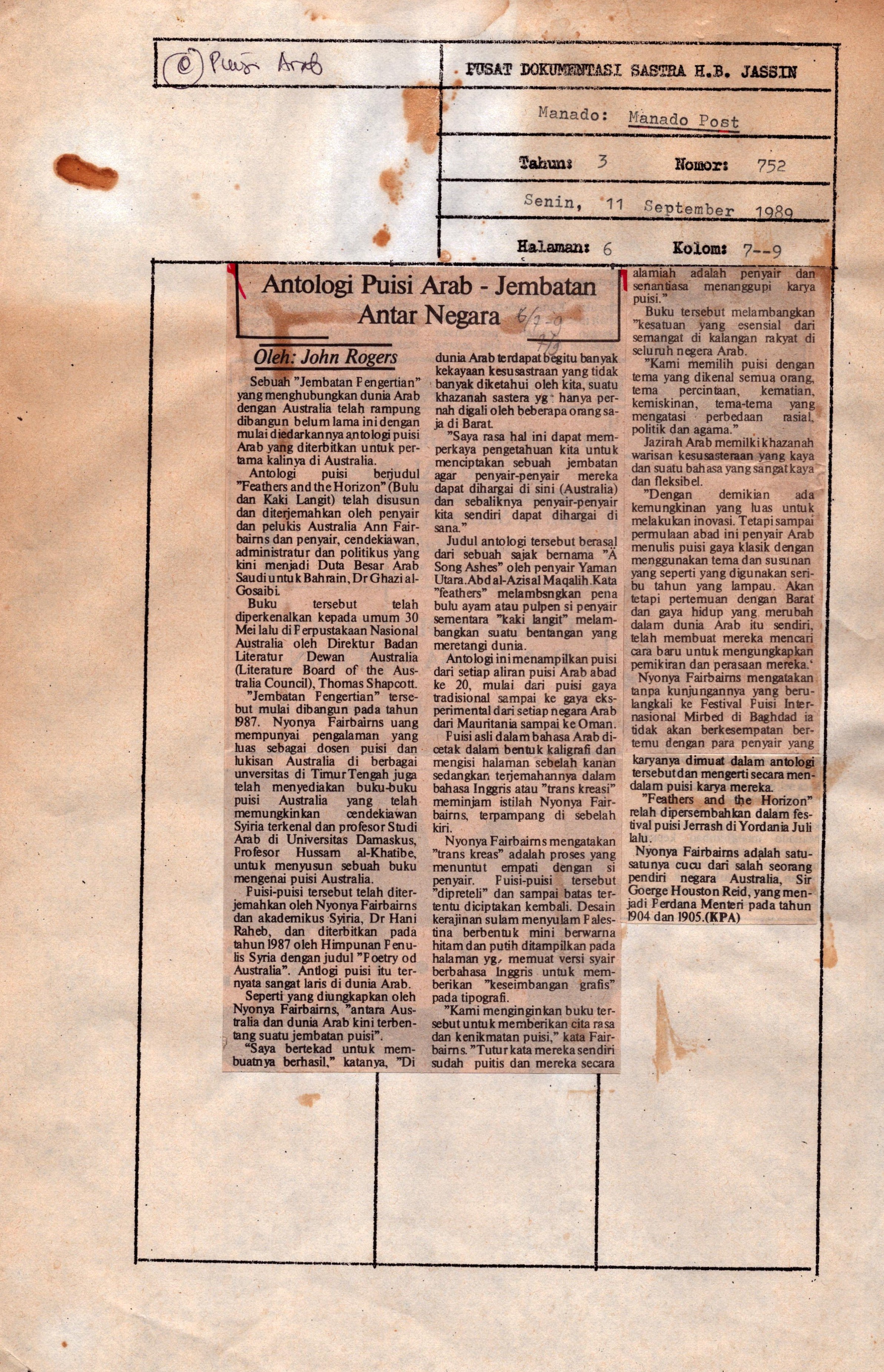 Antologi puisi Arab jembatan antar negara