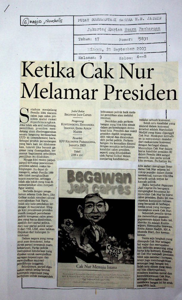 Ketika Cak Nur melamar presiden