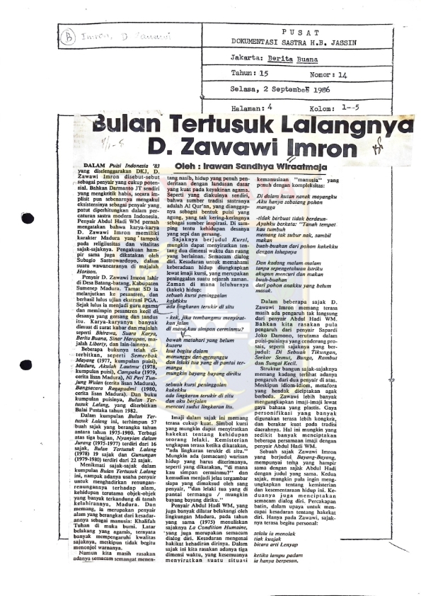 Bulan tertusuk lalangnya D. Zawawi Imron