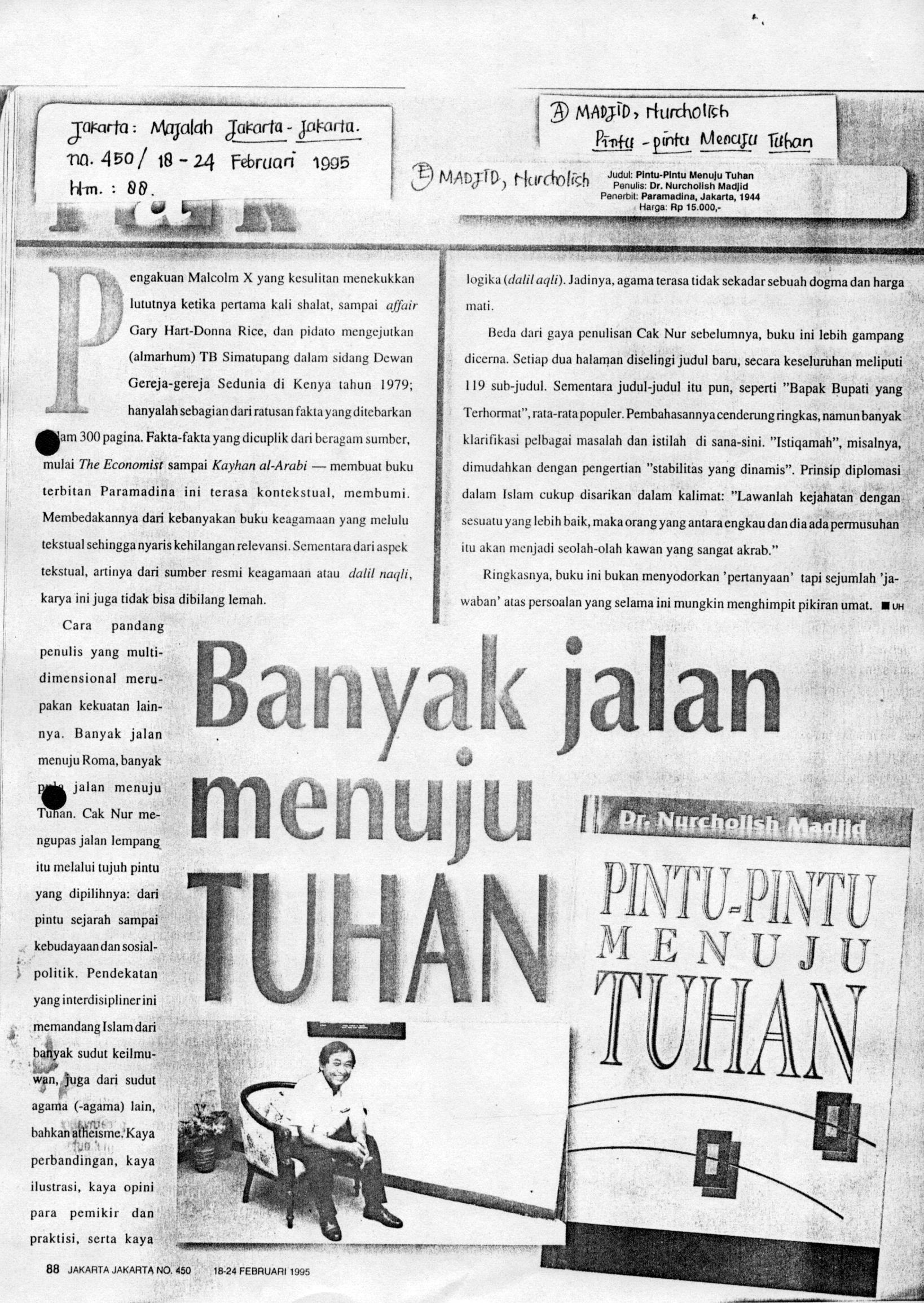 Resensi - Pintu-pintu menuju Tuhan : banyak jalan menuju Tuhan