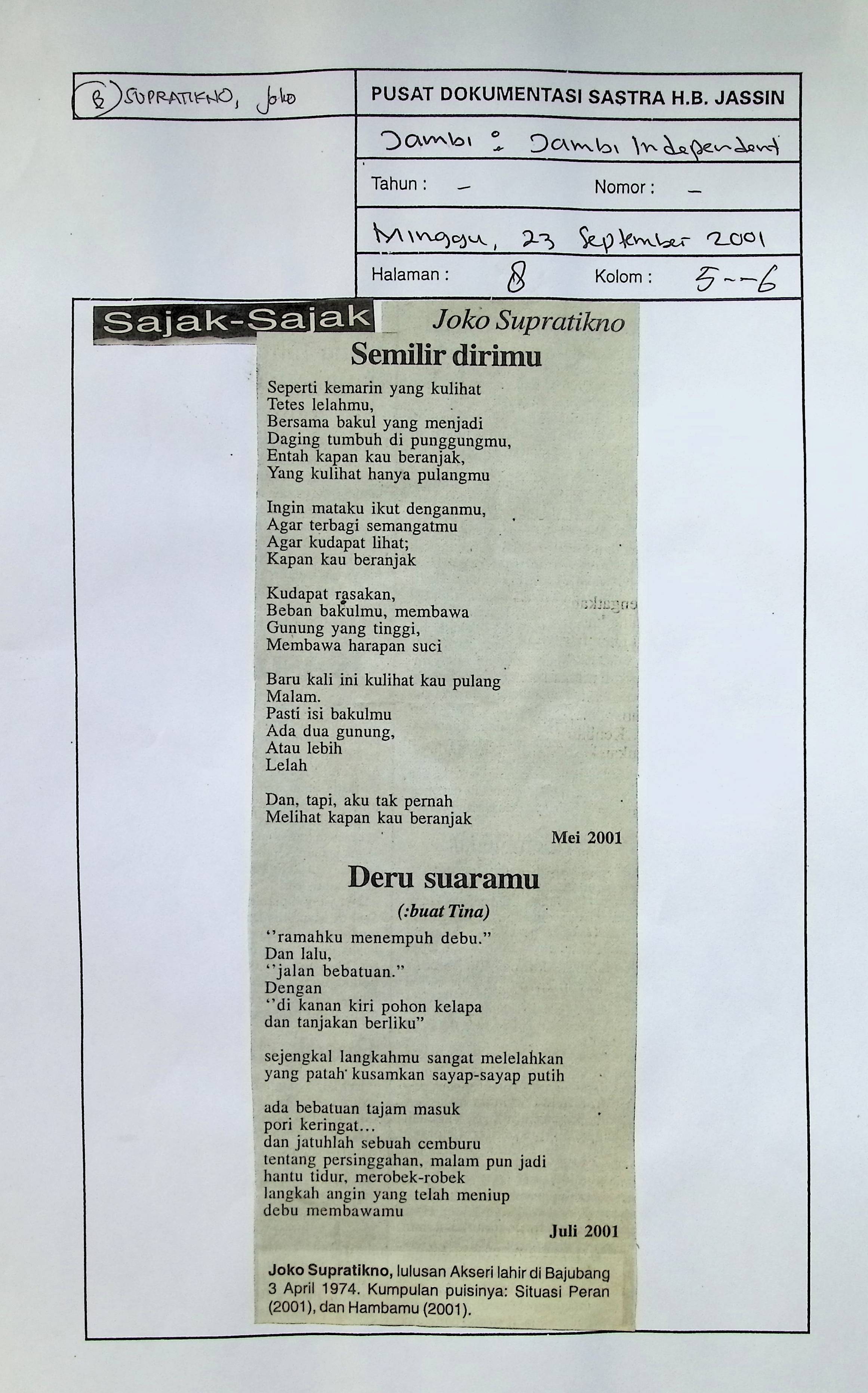 Sajak-sajak Joko Supratikno