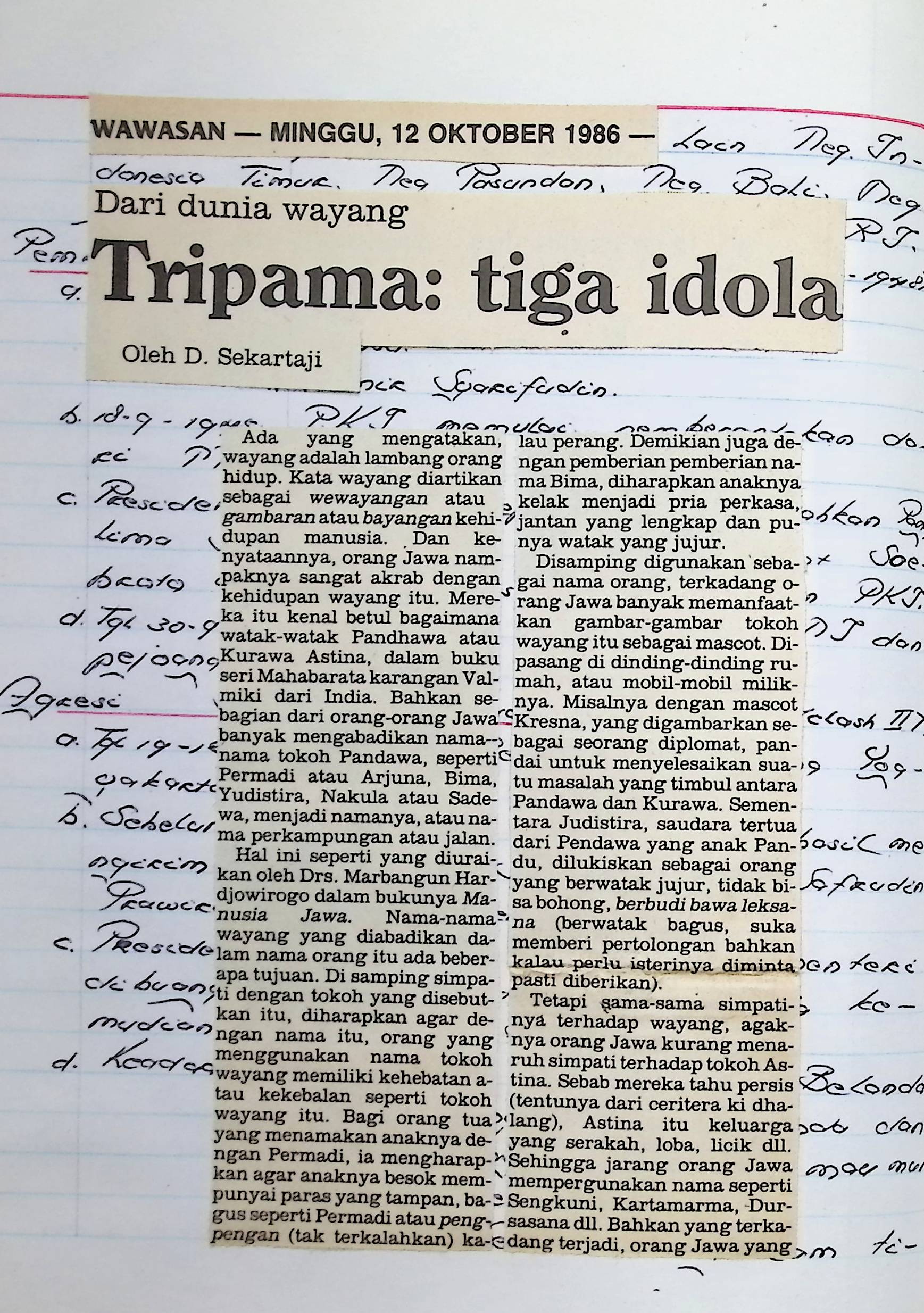 Dari dunia wayang, tripama:tiga idola