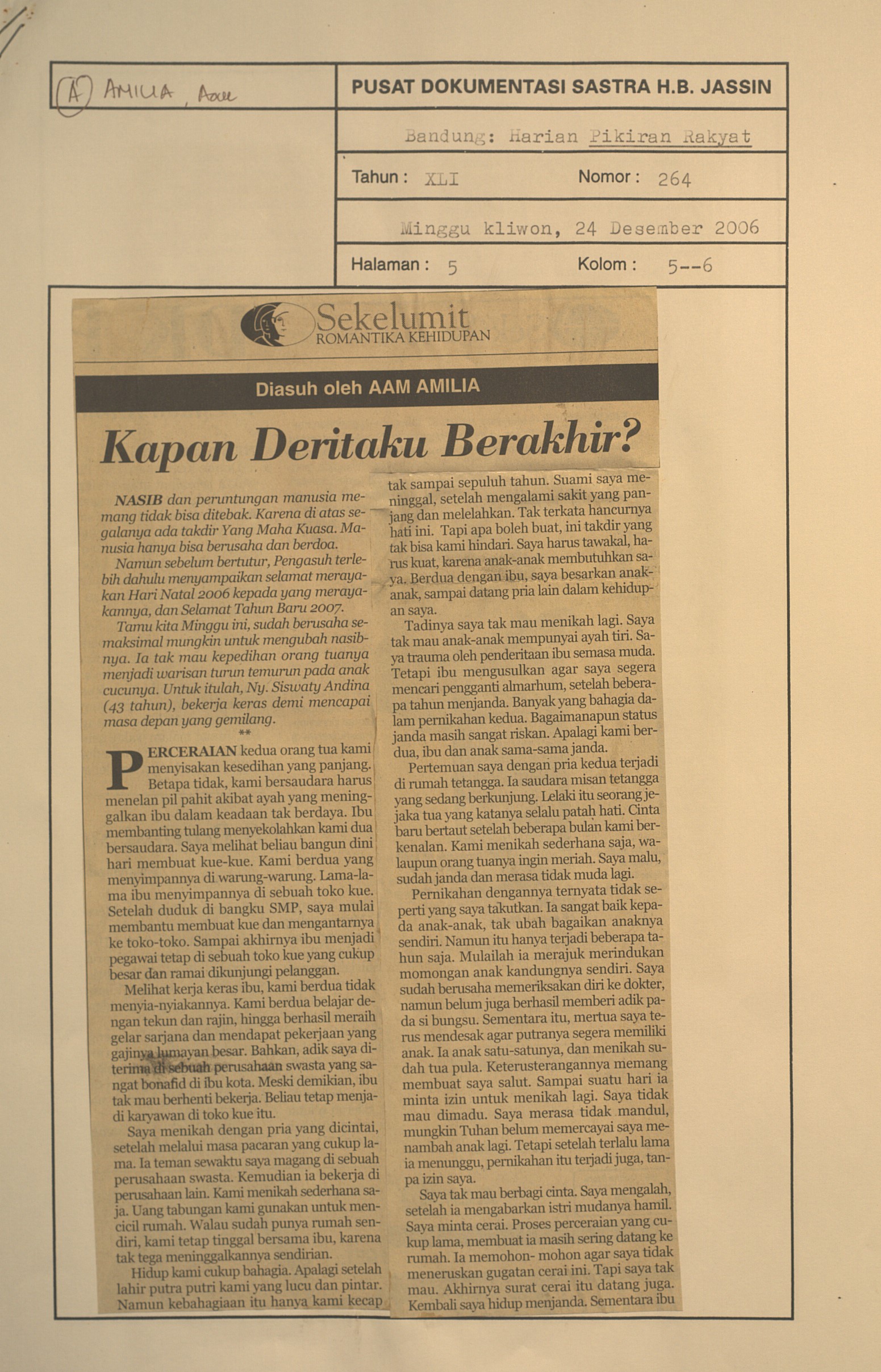 Kapan deritaku berakhir